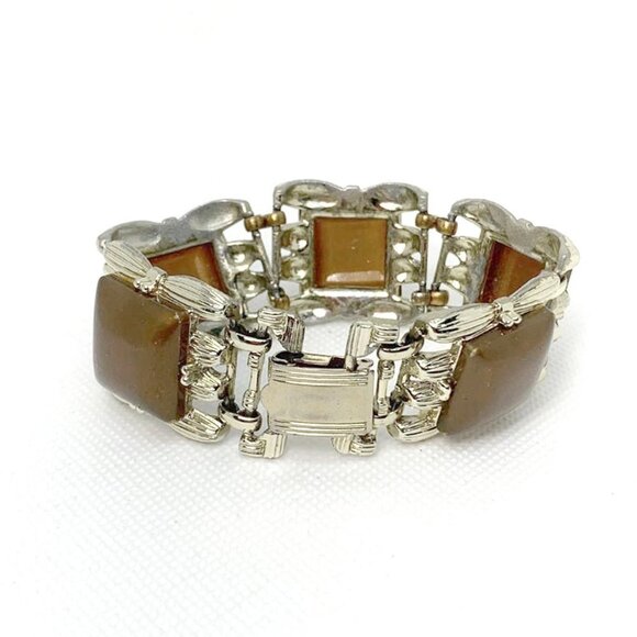 VINTAGE CORO 1950's Signed Thermoset Chunky Bracelet - Picture 3 of 5